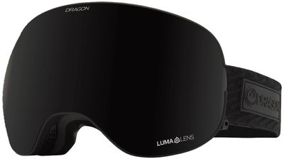 FRONT GOGGLE VIEW OF DRAGON UNISEX X2 WITH BONUS LENS GOGGLES IN MIDNIGHT LUMALENS MIDNIGHT