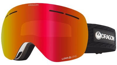 FRONT GOGGLE VIEW OF DRAGON UNISEX X1S GOGGLES IN ICON LUMALENS RED ION