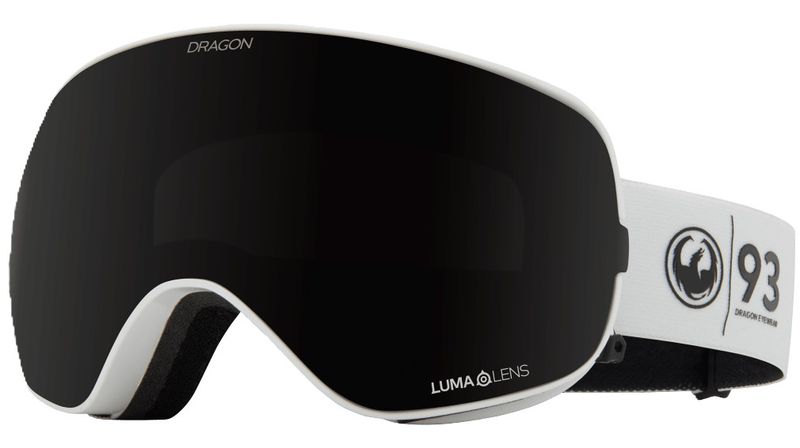 FRONT GOGGLE VIEW OF DRAGON UNISEX X2S WITH BONUS LENS GOGGLES IN 30 YRS LUMALENS MIDNIGHT