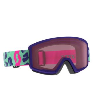 FRONT GOGGLE VIEW OF SCOTT UNISEX FACTOR GOGGLES IN NEON PINK ENHANCER WITH ANTIFOG LENS TREATMENT