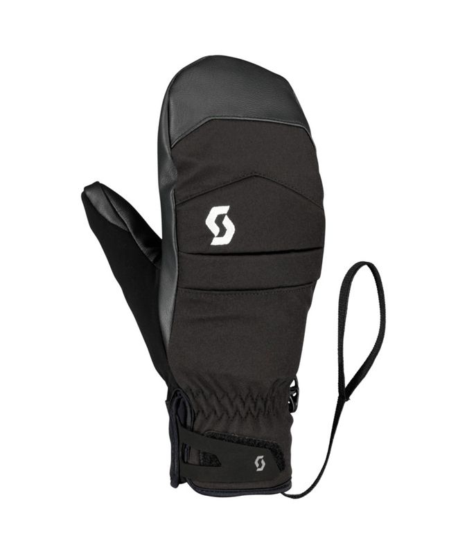BACK OF HAND VIEW OF SCOTT WOMENS ULTIMATE HYBRID MITTEN IN BLACK WITH WATERPROOF INSERT
