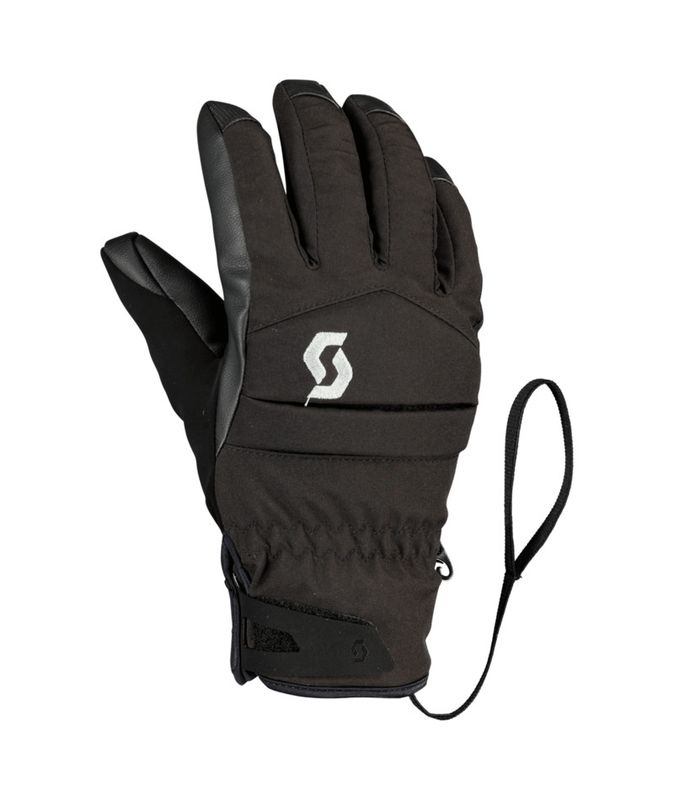 BACK OF HAND VIEW OF SCOTT WOMENS ULTIMATE HYBRID GLOVE IN BLACK WITH WATERPROOF INSERT