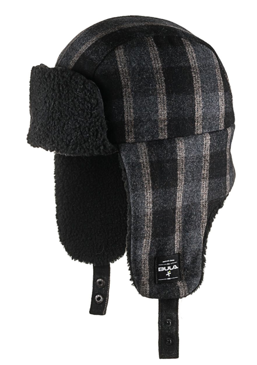 MAIN IMAGE OF BULA UNISEX SHERPA TRAPPER WINTER HAT IN PLAID GREEN O/S WITH 50% WOOL, 50% POLYESTER