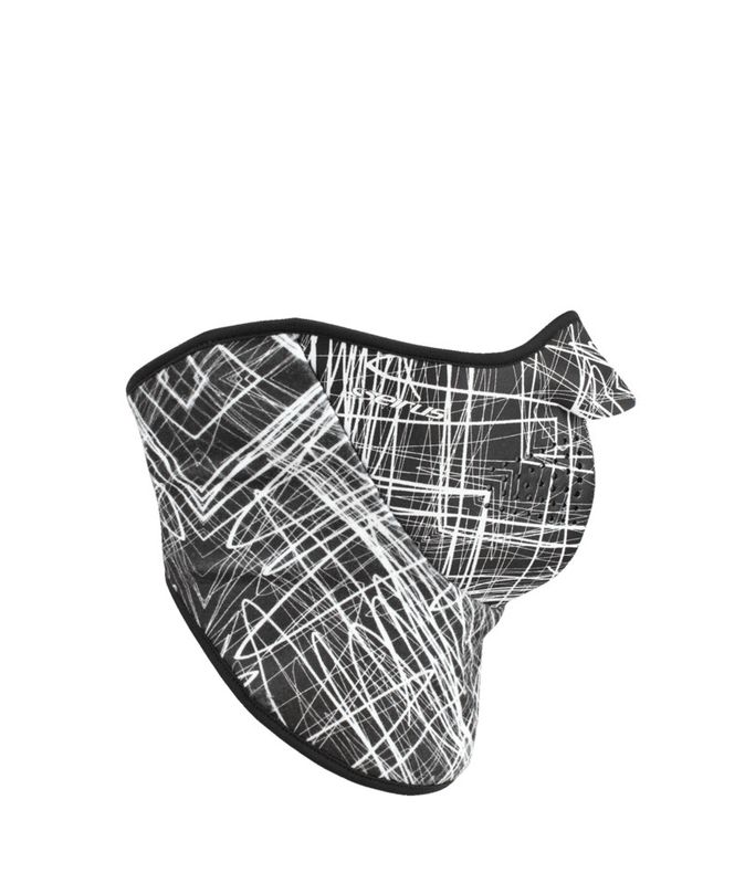 MAIN VIEW OF SEIRUS UNISEX NEOFLEECE COMBO SCARF FACE MASK IN SKRATCH BLACK/WHITE WITH POLARTEC