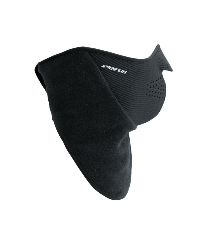 MAIN VIEW OF SEIRUS UNISEX HEATWAVE NEOFLEECE COMBO SCARF FACE MASK IN BLACK WITH HEATWAVE LINING