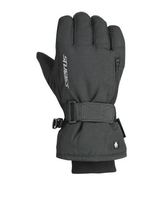 BACK OF HAND VIEW OF SEIRUS YOUTH HEATWAVE™ JR STASH™ GLOVE FEATURES WATERPROOF INSERT AND HEAT PAC…