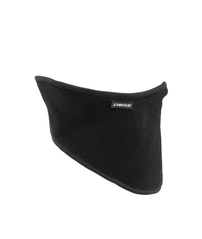 MAIN VIEW OF SEIRUS UNISEX POLAR SCARF FACE MASK IN BLACK WITH WARMTH AND MOISTURE WICKING