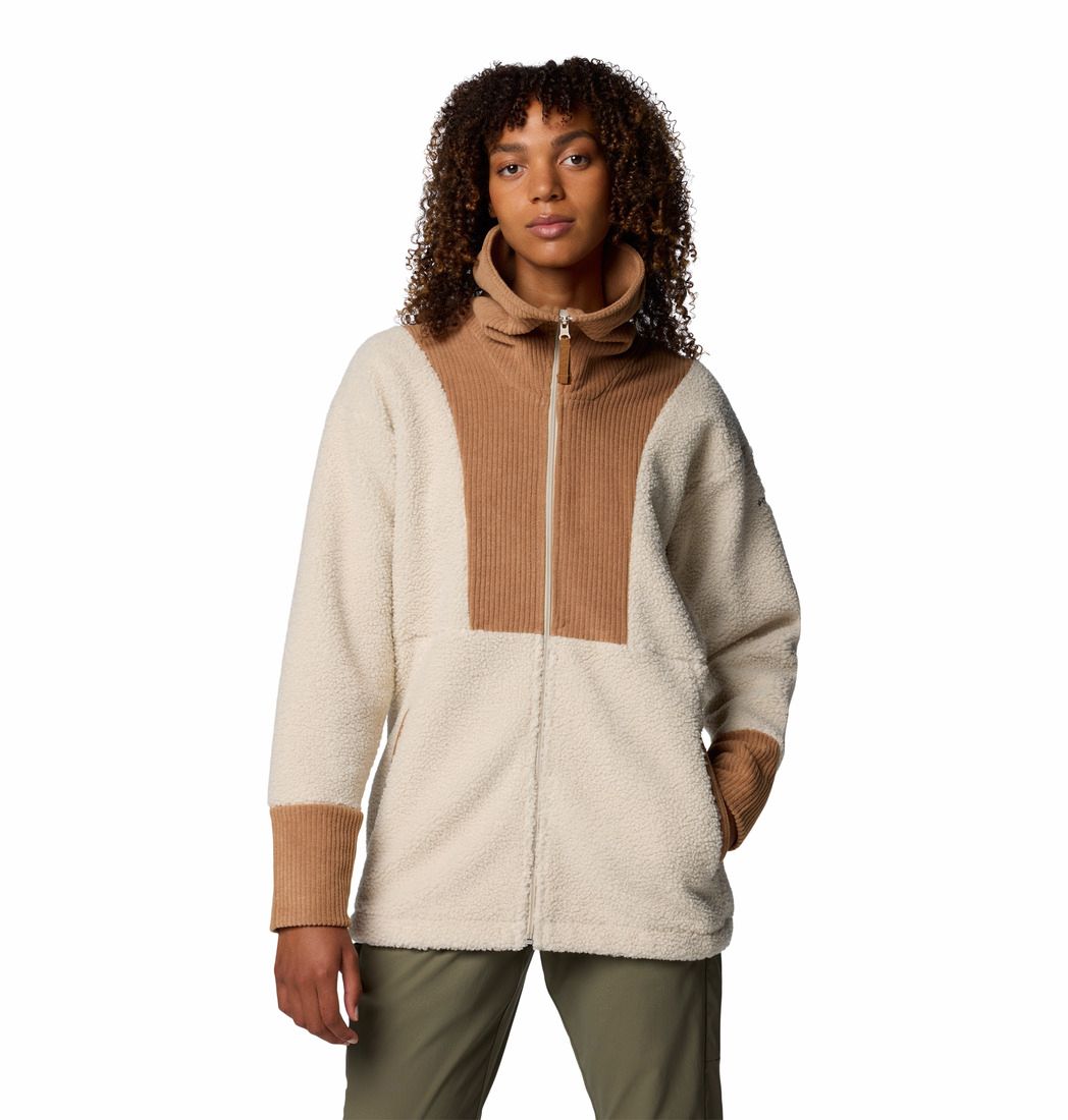 MAIN IMAGE OF COLUMBIA WOMENS BOUNDLESS TREK™ FLEECE FULL ZIP SWEATER IN DARK STONE/CAMEL BROWN XS