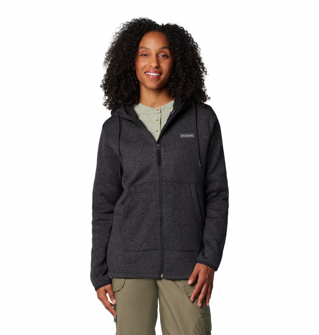 MAIN IMAGE OF COLUMBIA WOMENS SWEATER WEATHER SHERPA FULL ZIP II SWEATER IN BLACK HEATHER XS