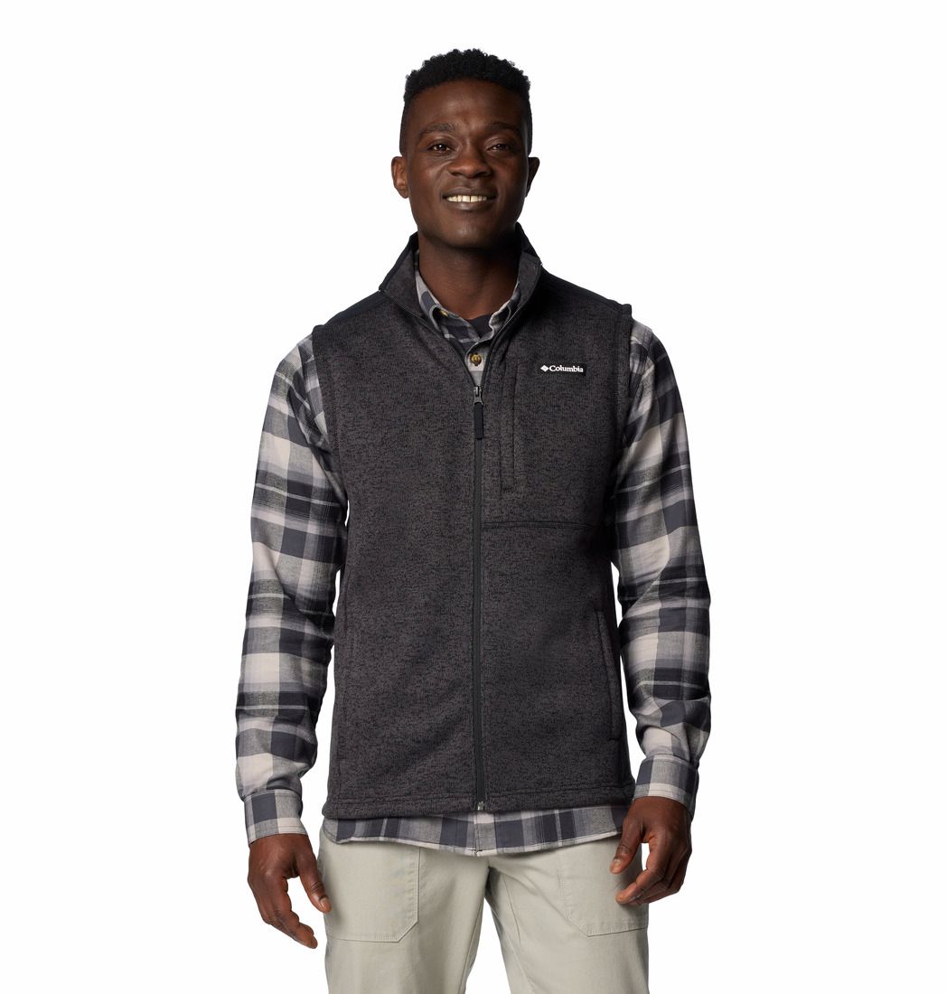 MAIN IMAGE OF COLUMBIA MENS SWEATER WEATHER II VEST IN BLACK HEATHER/BLACK SMALL