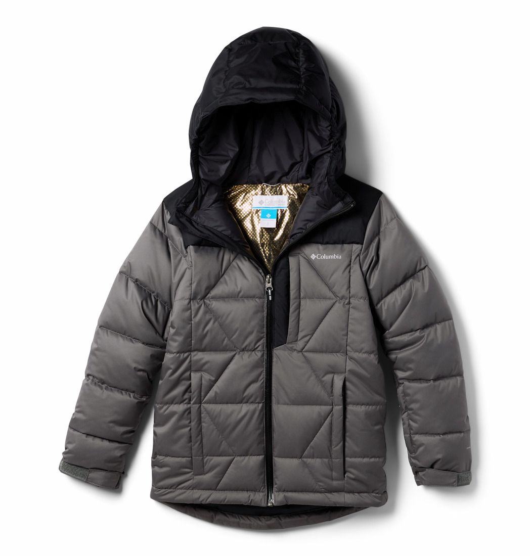 MAIN IMAGE OF COLUMBIA YOUTH BOYS WINTER POWDER III QUILTED WINTER JACKET IN CITY GREY/BLACK XXS
