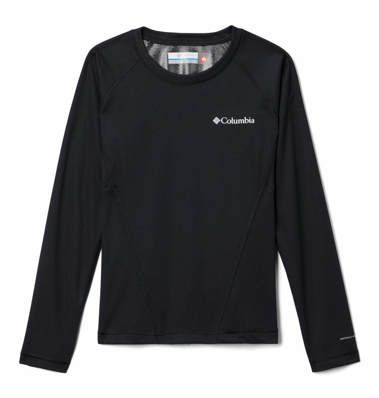 FRONT VIEW OF COLUMBIA YOUTH MIDWEIGHT CREW 2 BASELAYER TOP IN BLACK