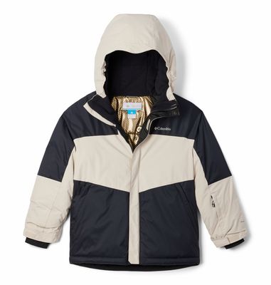 FRONT VIEW OF COLUMBIA YOUTH BOYS MIGHTY MOGUL III WINTER JACKET IN BLACK/DARK STONE