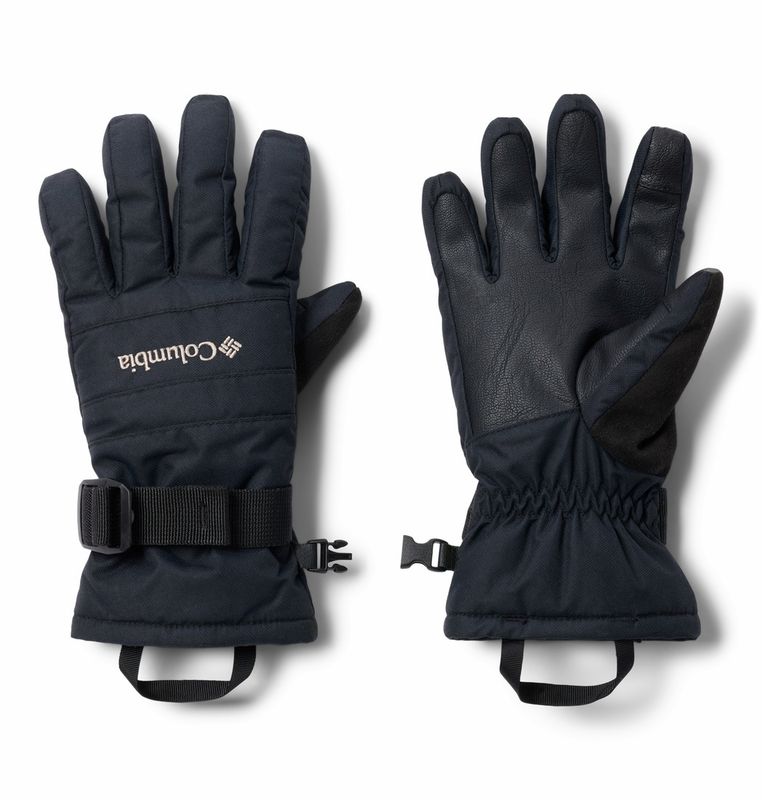 PALM AND BACK OF HAND VIEW OF COLUMBIA YOUTH YOUTH WHIRLIBIRD III GLOVE IN BLACK