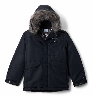 FRONT VIEW OF COLUMBIA YOUTH BOYS NORDIC STRIDER II WINTER JACKET IN BLACK