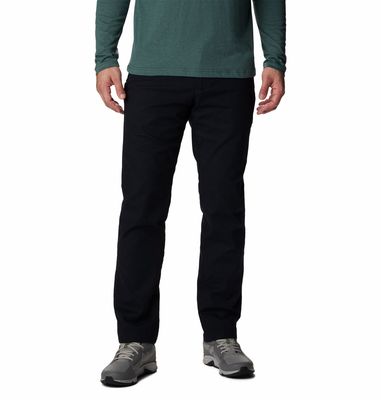 FRONT VIEW OF COLUMBIA MENS FLEX ROC II LINED SNOWPANT IN BLACK