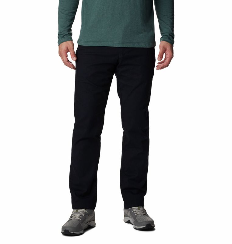 FRONT VIEW OF COLUMBIA MENS FLEX ROC II LINED SNOWPANT IN BLACK