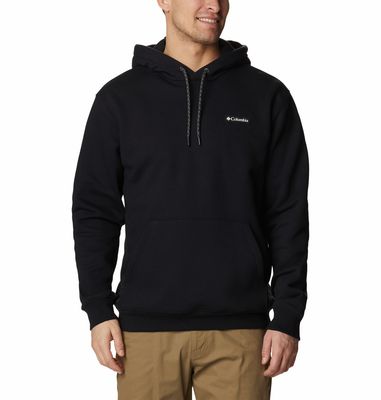 FRONT VIEW OF COLUMBIA MENS MARBLE CANYON HEAVYWEIGHT FLEECE HOODIE IN BLACK