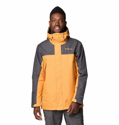 FRONT VIEW OF COLUMBIA MENS SHOTSKI WINTER JACKET IN SUNSTONE/SHARK