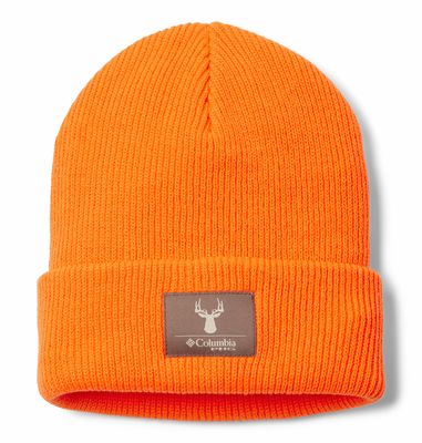 FRONT VIEW OF COLUMBIA UNISEX PHG CUFFED BEANIE WINTER HAT IN BLAZE/BUCK