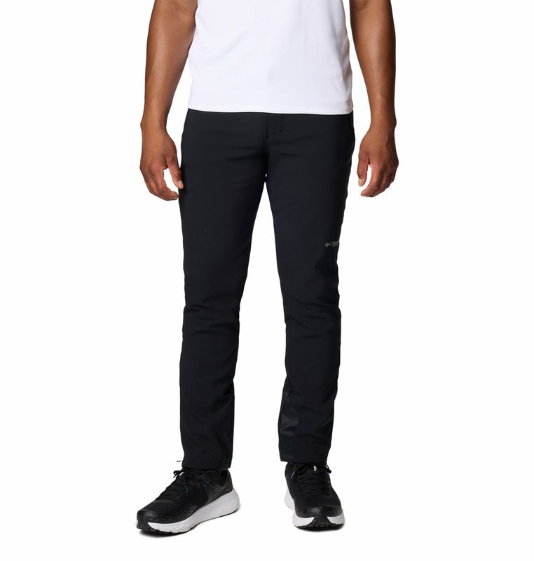 FRONT VIEW OF COLUMBIA MENS VAST CANYON OMNI-HEAT INFINITY SOFTSHELL PANT IN BLACK