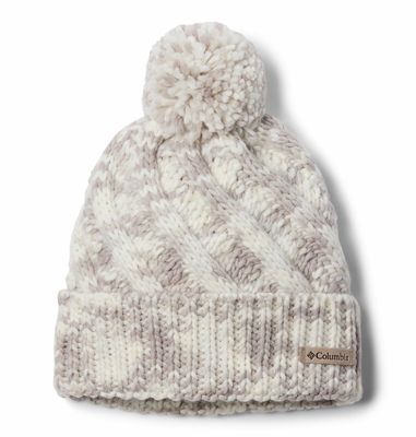 FRONT VIEW OF COLUMBIA WOMENS BUNDLE UP II BEANIE WINTER HAT IN CHALK OMBRE
