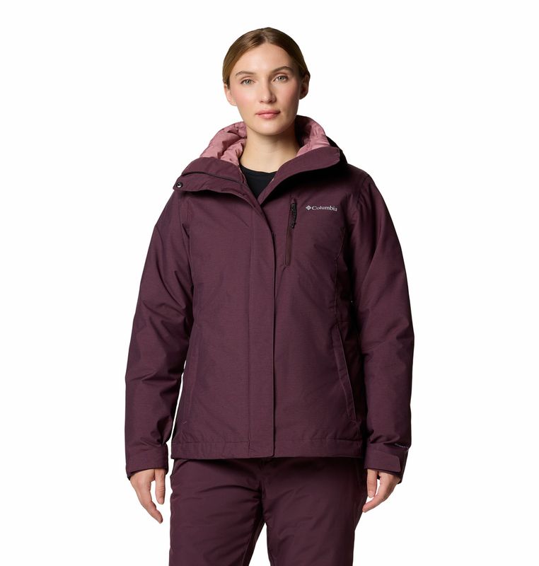 FRONT VIEW OF COLUMBIA WOMENS WHIRLIBIRD V INTERCHANGE WINTER JACKET IN MOONVISTA CROSS