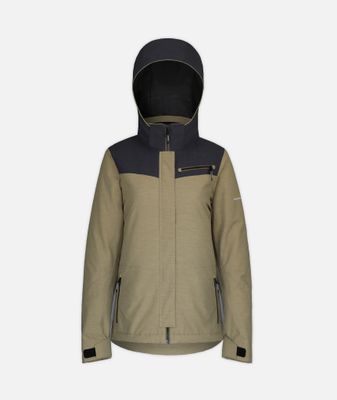 BOULDER GEAR WOMENS SWITCH WINTER JACKET 25 FRONT VIEW OF BOULDER GEAR WOMENS SWITCH WINTER JACKET IN ALOE WITH DETACHABLE HOOD