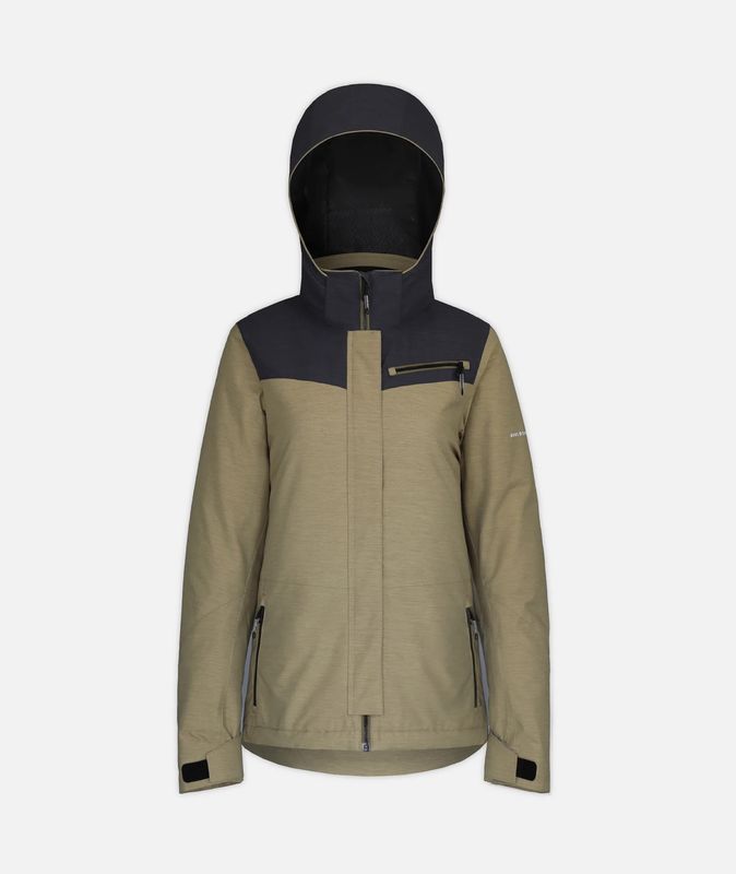 FRONT VIEW OF BOULDER GEAR WOMENS SWITCH WINTER JACKET IN ALOE WITH DETACHABLE HOOD