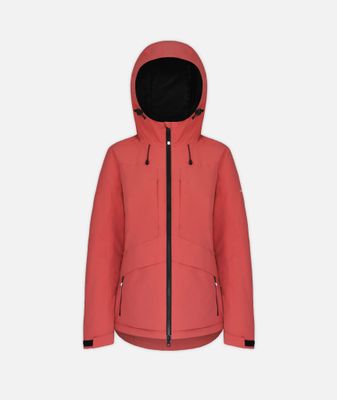 FRONT VIEW OF BOULDER GEAR WOMENS WHIMSICAL WINTER JACKET IN DUSTY CEDAR WITH 100% SEAM SEALED