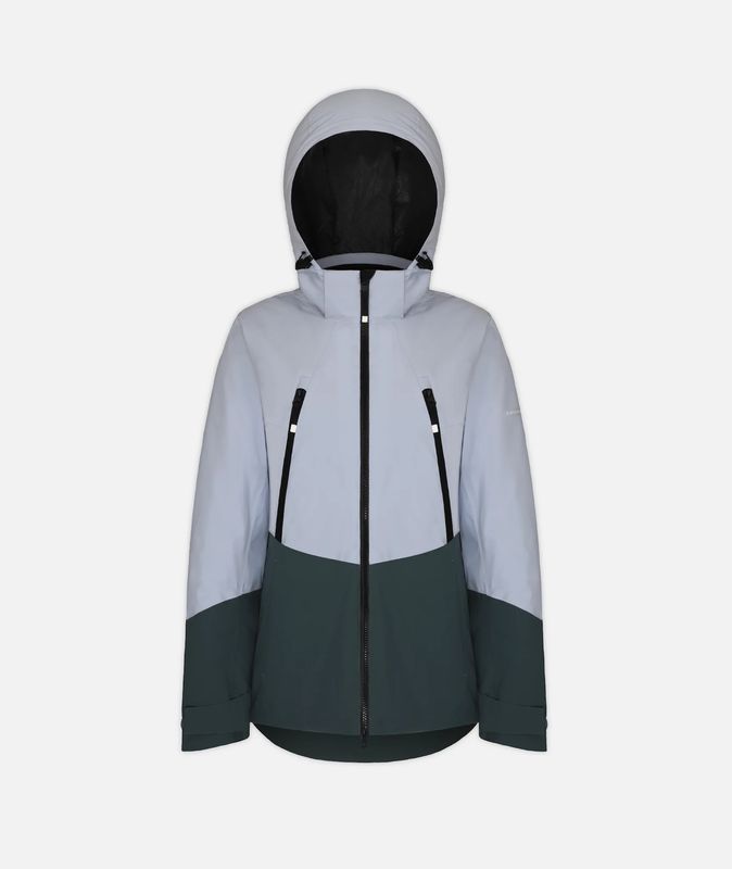 FRONT VIEW OF BOULDER GEAR WOMENS TANITH WINTER JACKET IN THISTLE WITH DETACHABLE HOOD