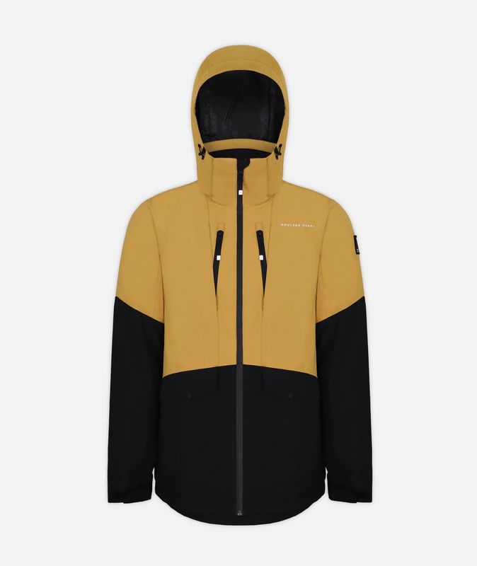 FRONT VIEW OF BOULDER GEAR MENS DOWNSLIDE WINTER JACKET IN HONEY MUSTARD