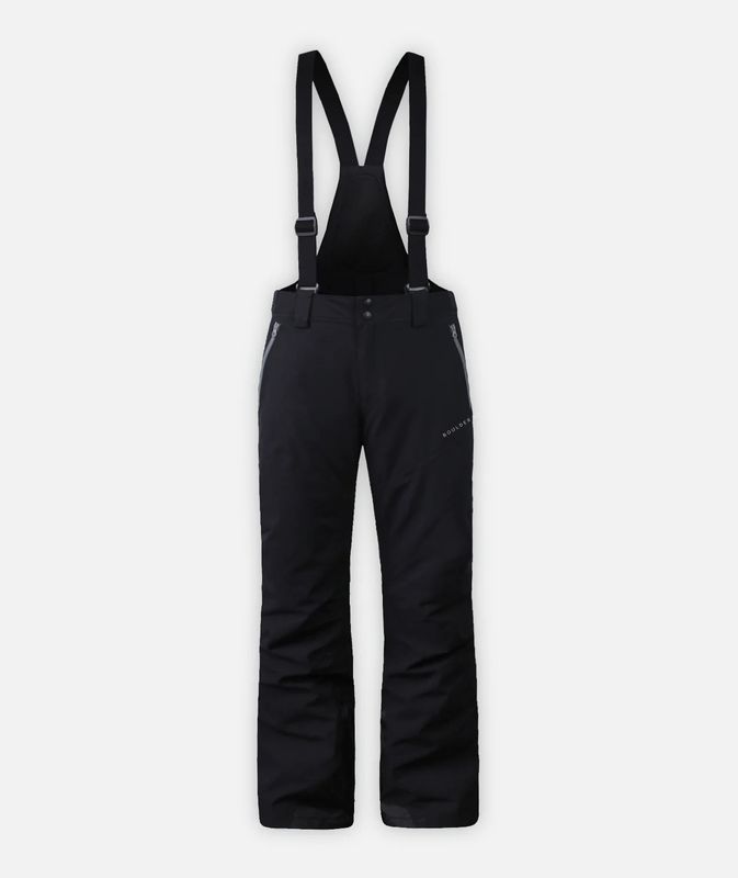 FRONT VIEW OF BOULDER GEAR MENS DISPATCH SUSPENDER SNOWPANT IN BLACK