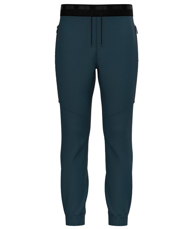 FRONT VIEW OF SMARTWOOL MENS ACTIVE FLEECE JOGGER SWEATPANT IN TWILIGHT BLUE