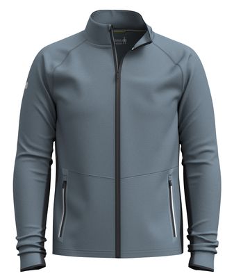 FRONT VIEW OF SMARTWOOL MENS ACTIVE FLEECE SOFTSHELL JACKET IN PEWTER BLUE