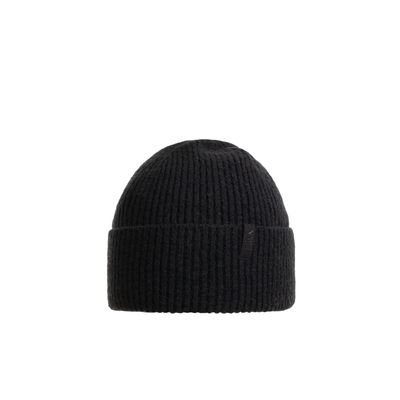 FRONT VIEW OF BULA UNISEX BRANDON BEANIE WINTER HAT IN BLACK WITH A WOOL BLEND