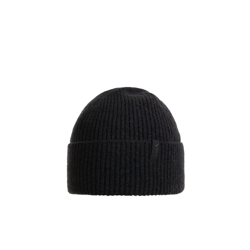 FRONT VIEW OF BULA UNISEX BRANDON BEANIE WINTER HAT IN BLACK WITH A WOOL BLEND