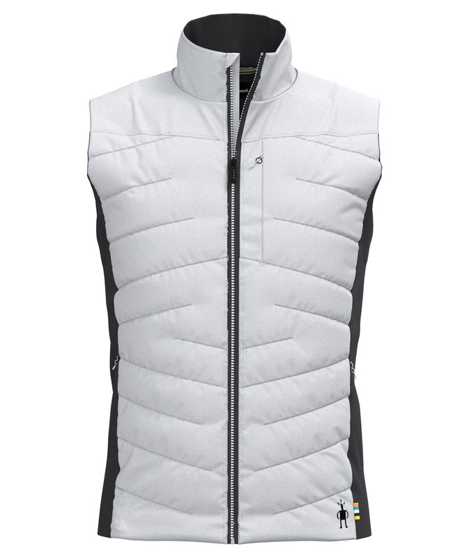 FRONT VIEW OF SMARTWOOL MENS SMARTLOFT VEST IN STORM GRAY WITH MERINO WOOL AND ZIPPERED POCKETS