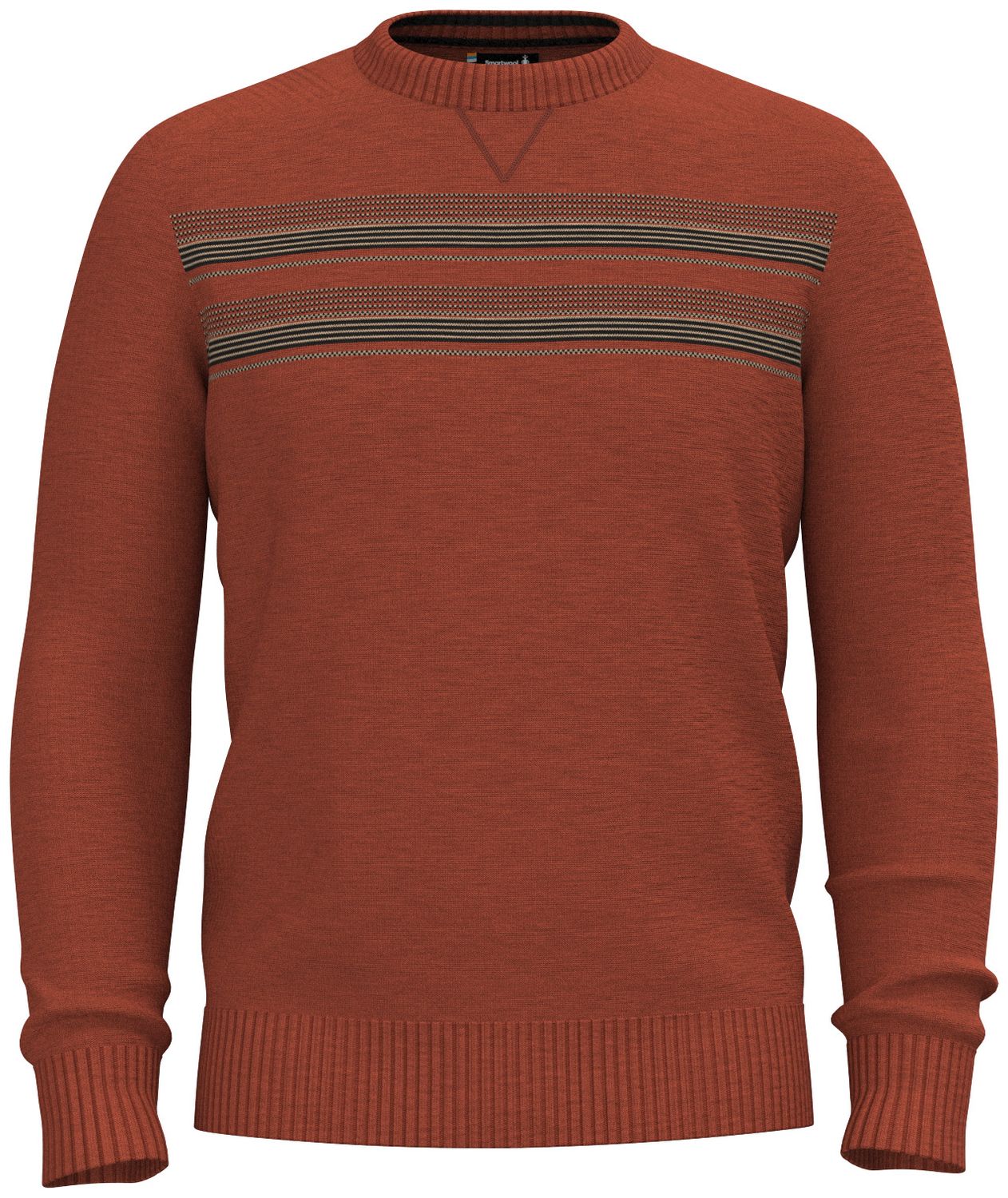 MAIN IMAGE OF SMARTWOOL MENS SPARWOOD STRIPE CREW SWEATER IN PICANTE/CHARCOAL XXL