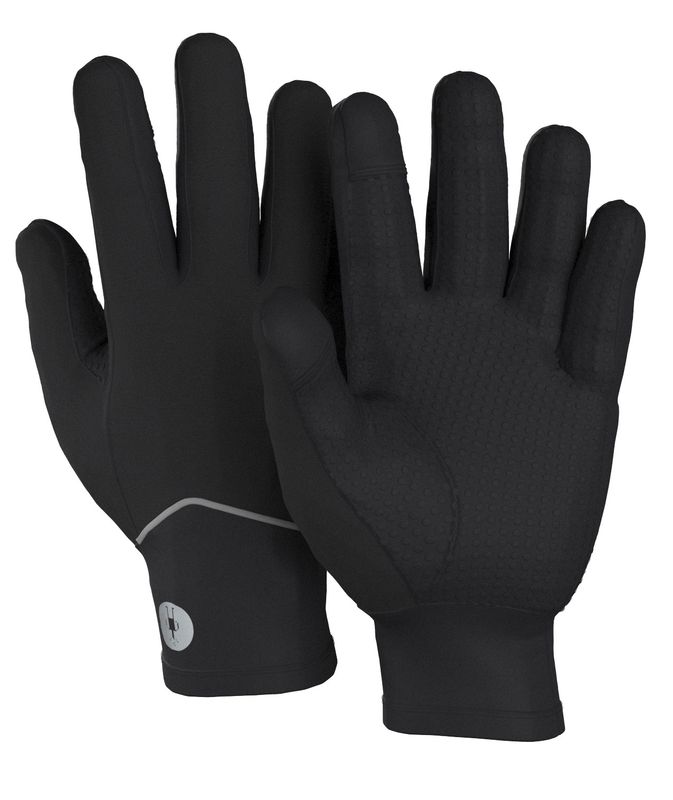 PALM AND BACK OF HAND VIEW OF SMARTWOOL UNISEX ACTIVE FLEECE WIND GLOVE IN BLACK WITH MERINO WOOL