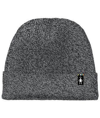 FRONT VIEW OF SMARTWOOL UNISEX COZY CABIN WINTER HAT IN BLACK WITH MERINO WOOL