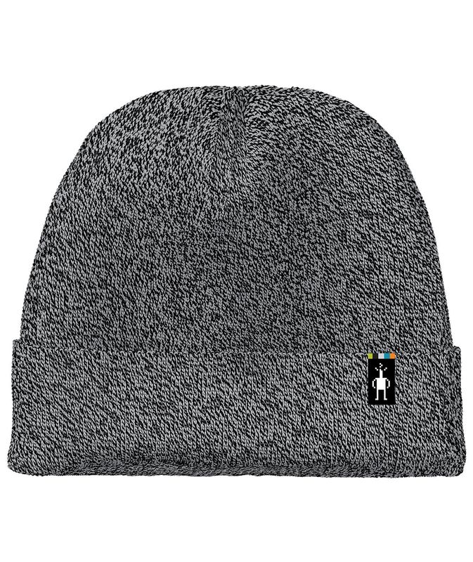 FRONT VIEW OF SMARTWOOL UNISEX COZY CABIN WINTER HAT IN BLACK WITH MERINO WOOL