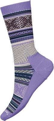 FRONT VIEW OF SMARTWOOL UNISEX EVERYDAY FAIR ISLE SWEATER CREW SOCKS IN ULTRA VIOLET WITH WOOL
