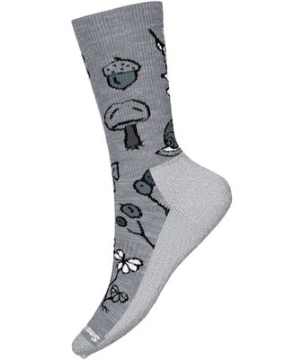 FRONT VIEW OF SMARTWOOL UNISEX EVERYDAY FOREST LOOT CREW SOCKS IN LIGHT GRAY WITH MERINO WOOL