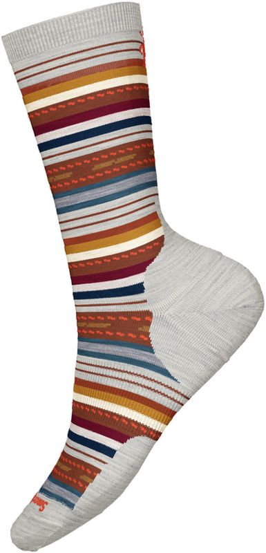 FRONT VIEW OF SMARTWOOL UNISEX EVERYDAY MARGARITA CREW SOCKS IN ASH WITH MERINO WOOL