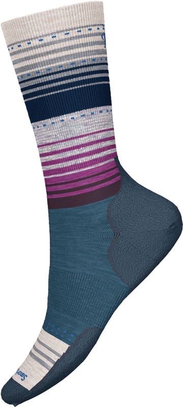 FRONT VIEW OF SMARTWOOL UNISEX EVERYDAY STITCH STRIPE CREW SOCKS IN TWILIGHT BLUE WITH MERINO WOOL