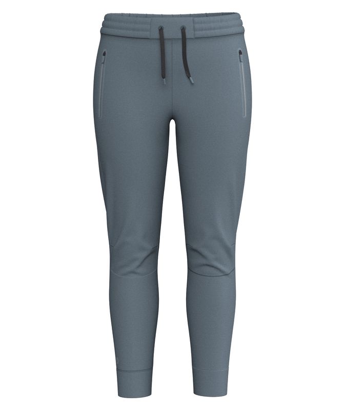 FRONT VIEW OF SMARTWOOL WOMENS ACTIVE FLEECE JOGGER SWEATPANT IN PEWTER BLUE WITH MERINO WOOL