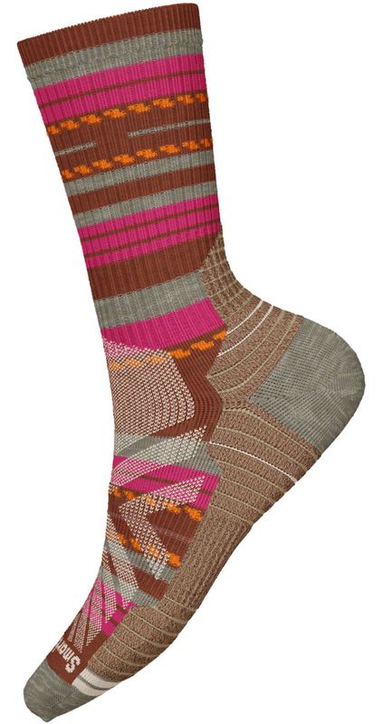 FRONT VIEW OF SMARTWOOL WOMENS HIKE LIGHT CUSHION MARGARITA CREW SOCKS IN PICANTE WITH MERINO WOOL
