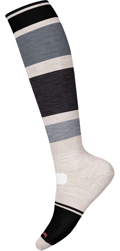 FRONT VIEW OF SMARTWOOL WOMENS SNOWBOARD TARGETED CUSHION OTC SOCKS IN MOONBEAM WITH MERINO WOOL