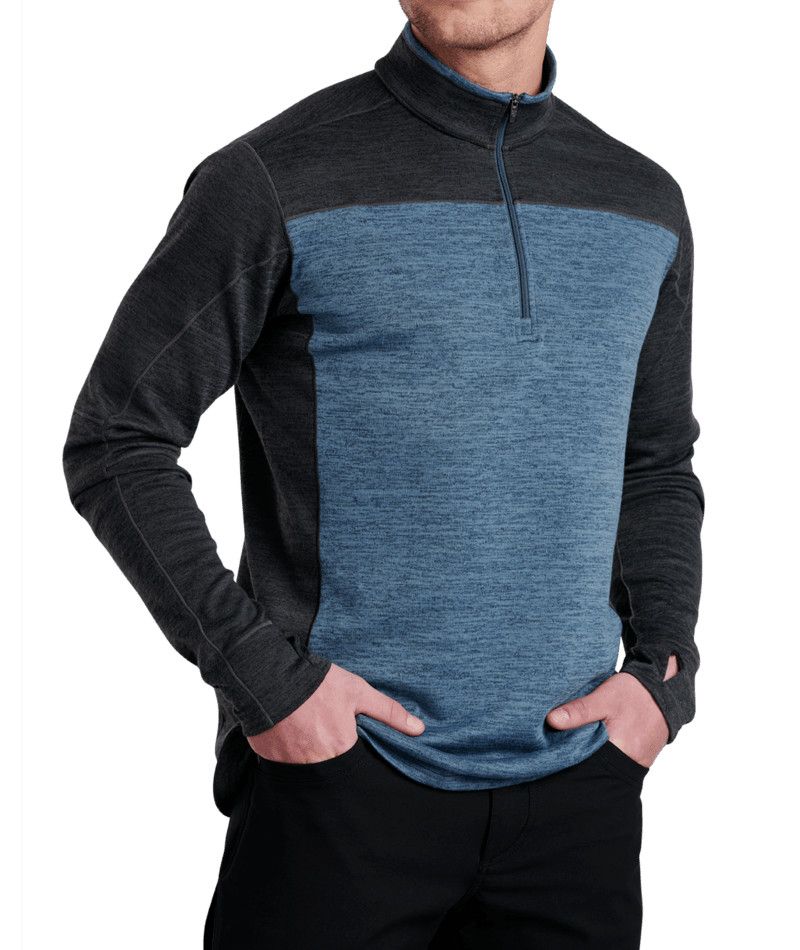 KUHL MENS RYZER SWEATER 25, Color: BLUE CHARCOAL, Size: MEDIUM